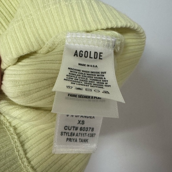 Agolde Priya Ribbed Asymmetrical Tank Top in Blonde - Picture 6 of 6